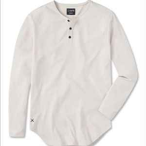 Cream Elongated Henley Long sleeve